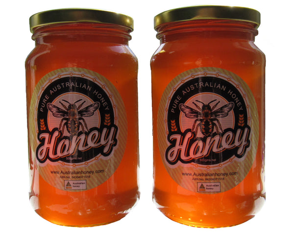 Australian honey, twin pack, 2 * 500gms glass jars